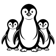 Naklejka premium penguin family vector illustration
