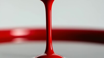 Red paint dripping from container - Powered by Adobe