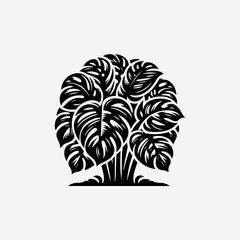 Ornate Monstera Leaf Design in Bold Silhouette.