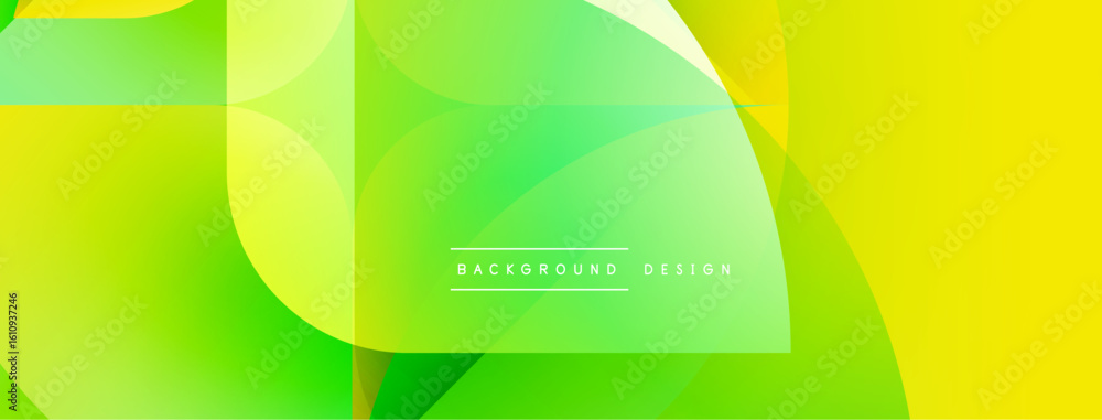 Poster abstract background features overlapping green, yellow shapes. modern design with gradient effects c