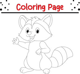Baby raccoon coloring book page for kids
