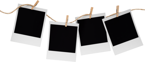 Aesthetic Blank Polaroids Hanging On A Rope