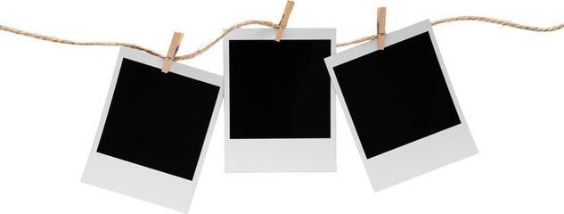 Aesthetic Blank Polaroids Hanging On A Rope