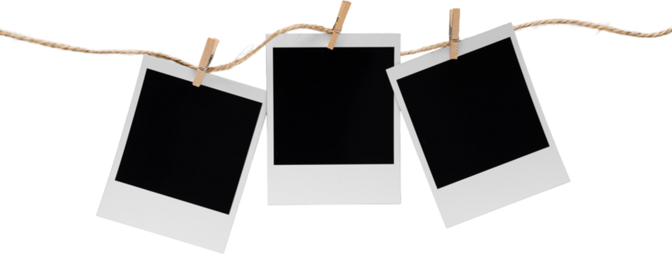 Aesthetic Blank Polaroids Hanging On A Rope