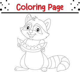 Cute raccoon coloring book page for kids
