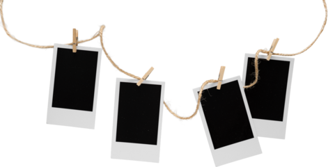 Aesthetic Blank Polaroids Hanging On A Rope