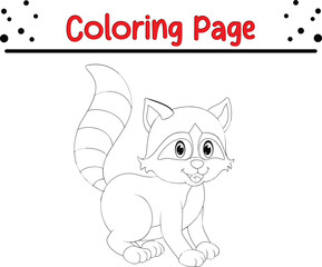 Baby raccoon coloring book page for kids