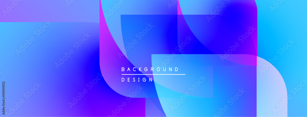 Poster abstract vibrant background. overlapping shapes create dynamic visual effect. blue, purple hues domi