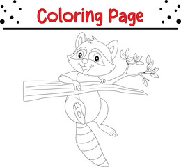 Cute raccoon coloring book page for kids