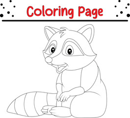 Cute raccoon coloring book page for kids