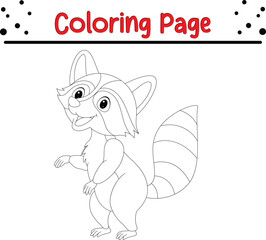 Baby raccoon coloring book page for kids