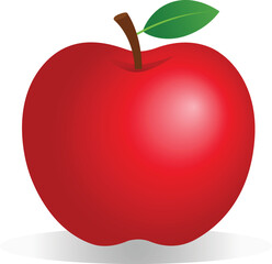 Red apple vector with gradient color isolated on transparent background