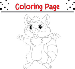 Cute raccoon coloring book page for kids