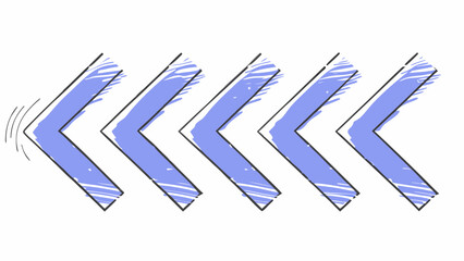 Hand-drawn Periwinkle Chevron Arrows;  Modern, Playful, Leftward Direction;  Website Navigation Graphics.