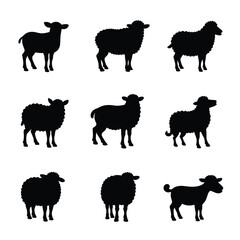 Nine Tropical Palm Tree Silhouettes Arranged In A Grid Creating A Minimalist Graphic Illustration