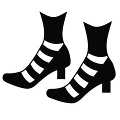 witch shoes and striped socks vector icon