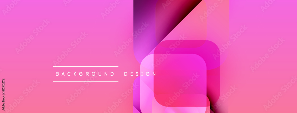 Poster abstract pink gradient background. overlapping squares create dynamic visual effect. text reads back