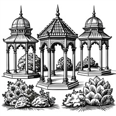 Vector illustration of a historical European city landmark, such as a church or cathedral, with a prominent dome and classic architecture