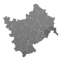 Isolated vector outline map of France with highlighted regions and a country flag