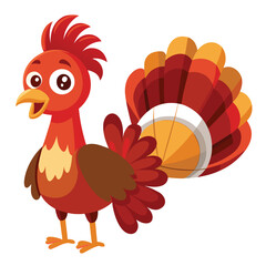 A collection of cute cartoon farm animals, including a chicken with a red ribbon and a smiling turkey, are drawn with a whimsical and fun design