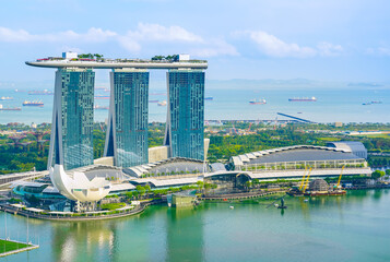 View of the Downtown Core along Marina Bay in Singapore.