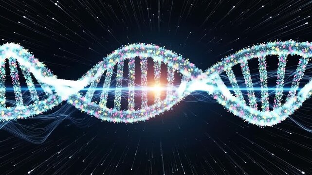 Glowing DNA Helix in Dark Space: Abstract Science Background