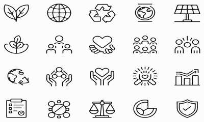Fototapeta premium Diverse icons representing environmental and social concepts
