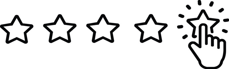 hand five stars rating line symbol feedback five stars human hands put rating 5 star . classification and user feedback concept five stars quality rating icon stock vector