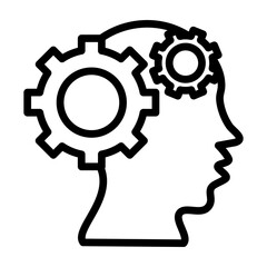 Thinking Head Vector Line Icon Design