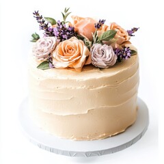 A minimalist, single-layer birthday cake with smooth matte buttercream