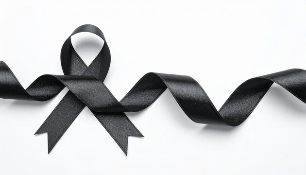 Isolated Black ribbon on White Background with Copyspace  - Powered by Adobe