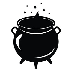 cauldron with green potion vector icon