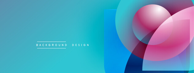 Abstract design features overlapping colorful circles. Gradient background creates dynamic visual effect. Modern, clean aesthetic.