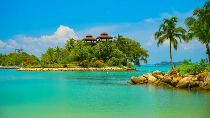 View of the beautiful beach in Sentosa Island, Singapore. © Javen