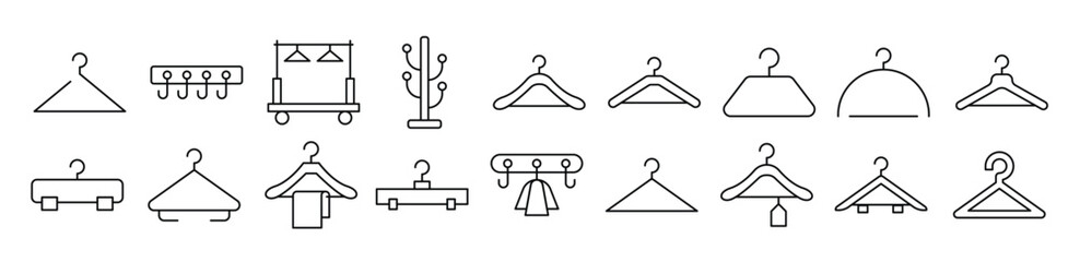 Simple Linear Icon of Clothing Hanger. Editable Stroke. Minimalistic Linear Pictogram for Design of Cards, Apps, Banners, Posts