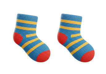 Isolated Pair of Striped Baby Socks