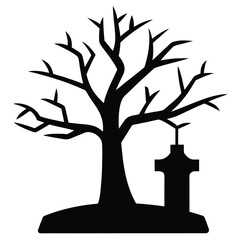 dead tree graveyard vector icon