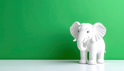 White elephant figurine against a green background (1)