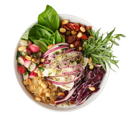 Poke bowl vue du dessus