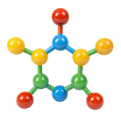 Obraz premium Colorful molecular model with connecting atoms.
