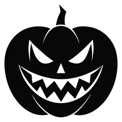 evil pumpkin grin vector icon