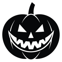 evil pumpkin grin vector icon