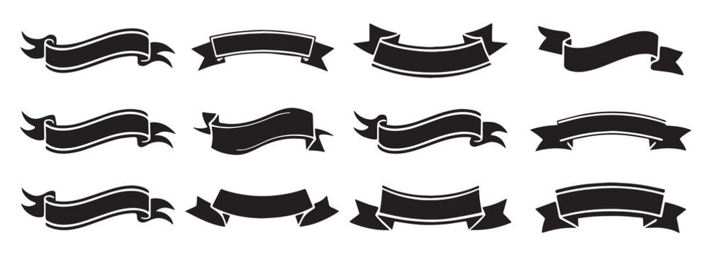 set ribon banner and white background 