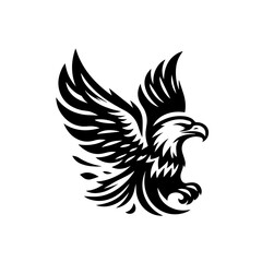 Obraz premium A majestic eagle in flight, depicted in a bold black and white graphic style