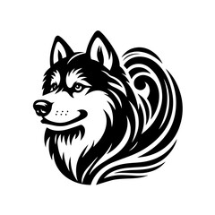 Tribal style husky dog head illustration