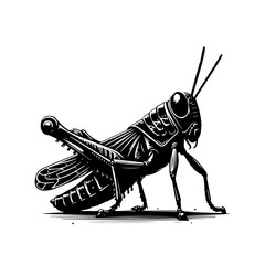 A detailed illustration of a grasshopper isolated on white background