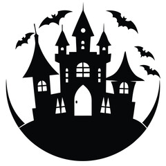 haunted castle silhouette vector icon