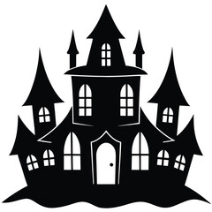 Obraz premium haunted house silhouette vector icon