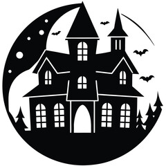 haunted mansion at night vector icon