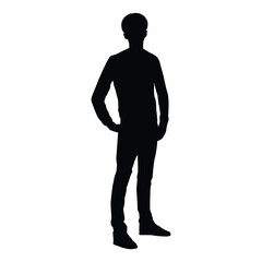 Silhouette of Standing Man Representing Independence and Mystery